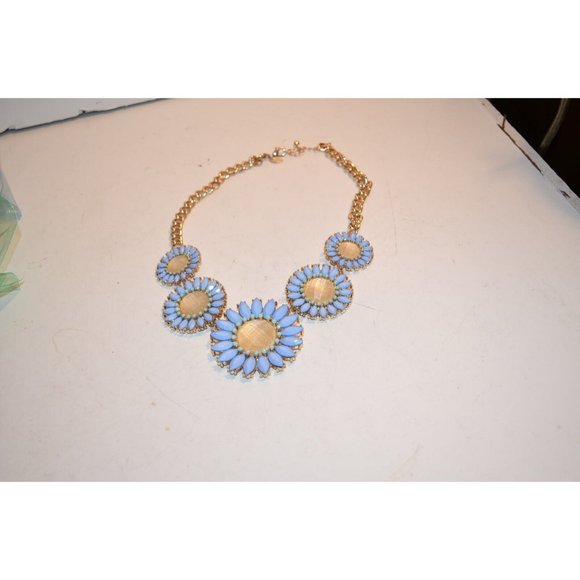 Charming Charlie Jewelry - Charming Charlie Blue Flower goldtone Necklace 22 in Fashion Costume Statement